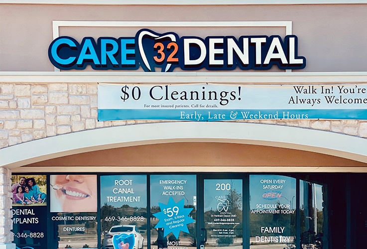 Exterior of Care 32 Dental in Grand Prairie