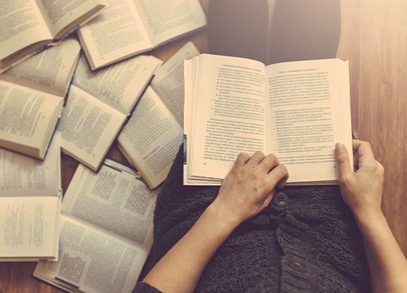 Person reading a book