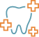 Icon of a tooth surrounded by emergency crosses