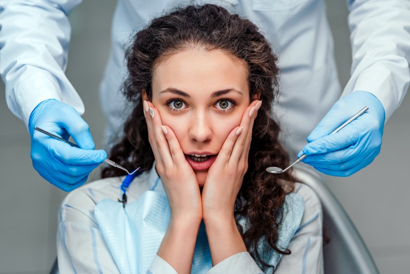 Woman with dental anxiety