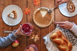 Close up of Thanksgiving foods